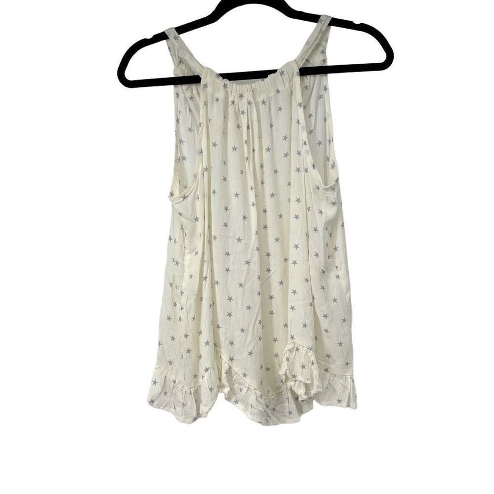 Maurices White Gray Stars 100% Rayon Tank Top Womens M